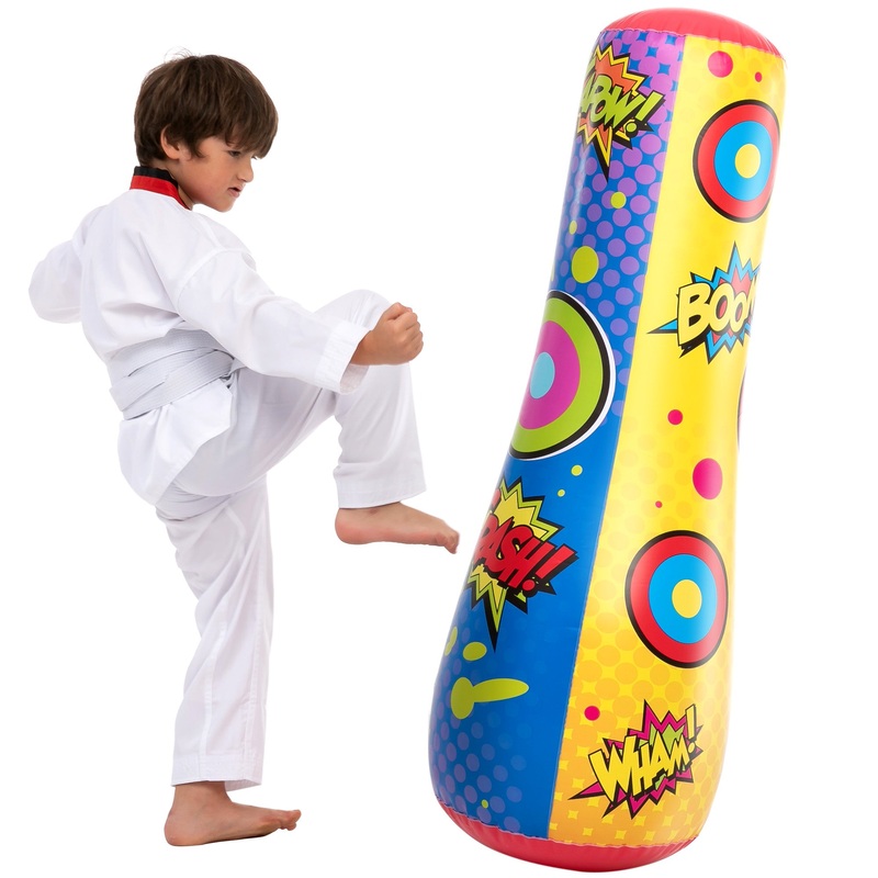 Syncfun Inflatable Punching Bag For Kids,47 Inches Double-sided Bop Bag With Bounce-back Action For Toddler