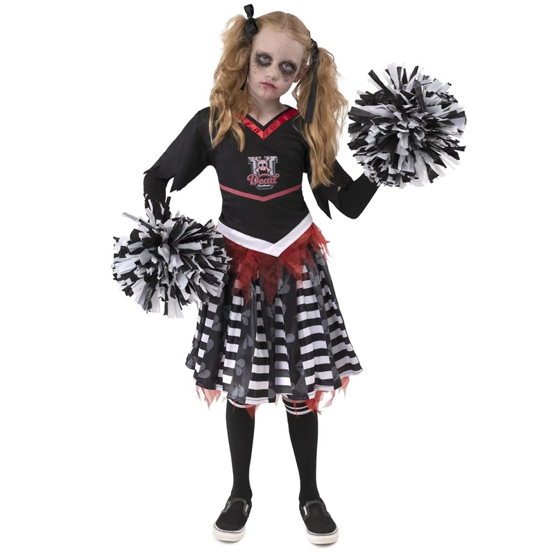 Syncfun Kids Cheerleader costume, Cheerless Costume for Girls, Scary Spiritless Cheerleader Outfit for Halloween Dress UP, L