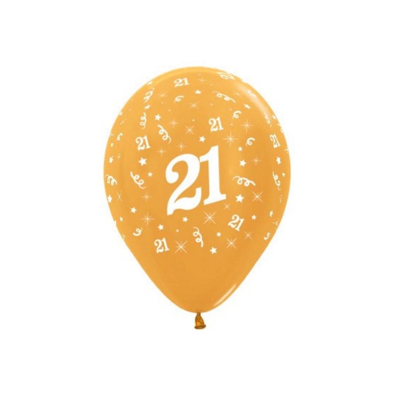 21st Birthday Balloons - Gold