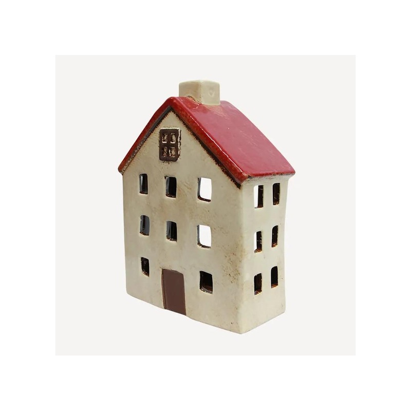 Alsace Tea Light Wide Chalet Red White