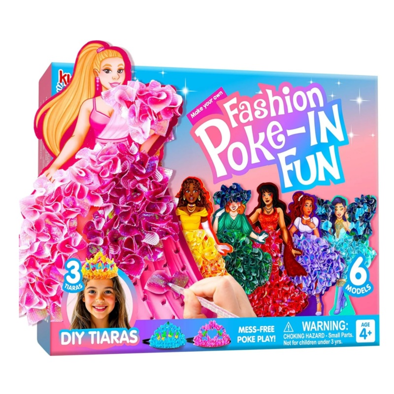 Klever Kits Poke in Fun Art Craft Kits for Girls Ages 4-8, Princess Dress-up Fashion Design Craft Kit, No-mess Art Activities, Birthday Gifts for Kids