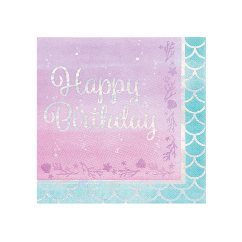 Mermaid Shine Happy Birthday Lunch Napkins 16pk