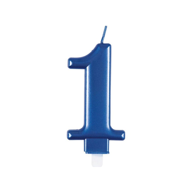 Metallic Blue Candle - Number 1