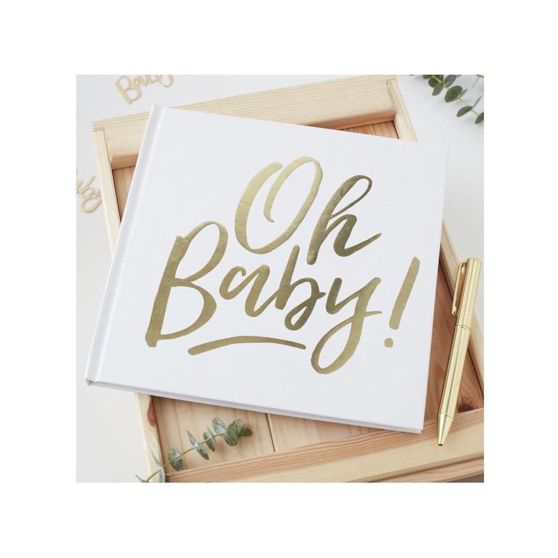 Oh Baby Gold Baby Shower Guest Book