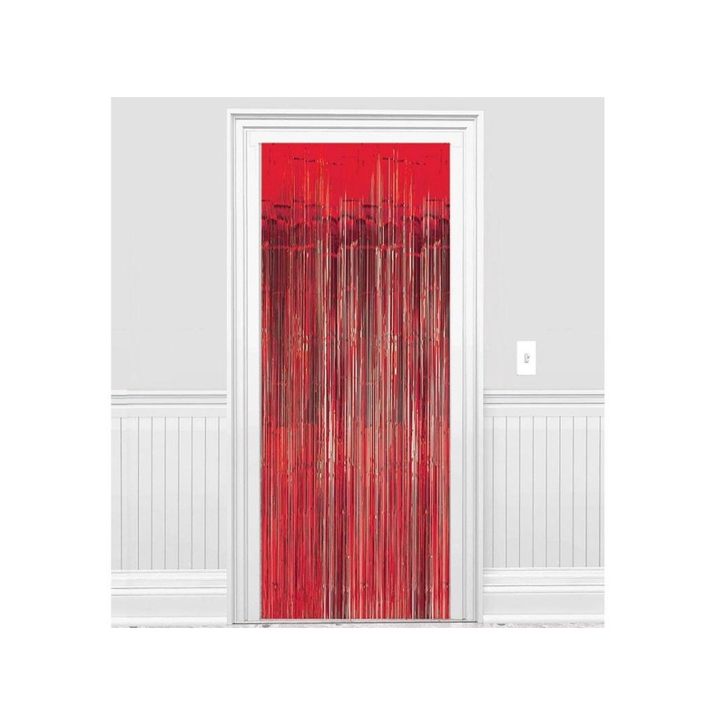 Red Foil Fringed Door Curtain