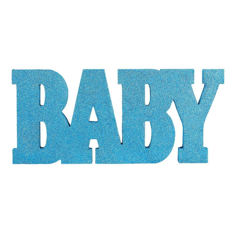 Baby Glittered Word Sign - Blue