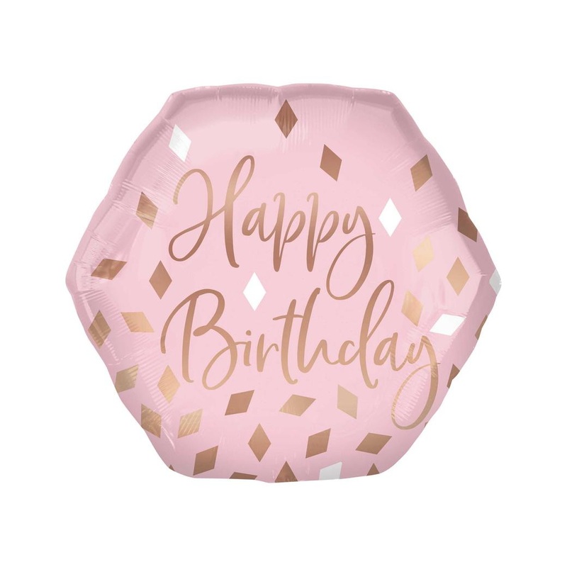 Blush Birthday Hexagon Foil Balloon