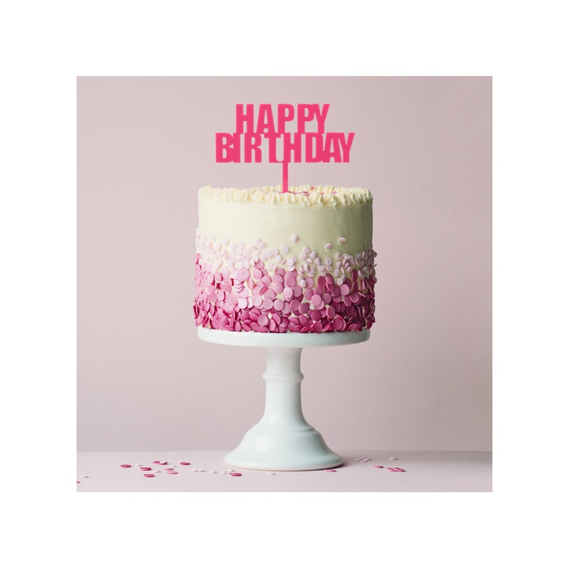 Bold Happy Birthday Topper - Pink