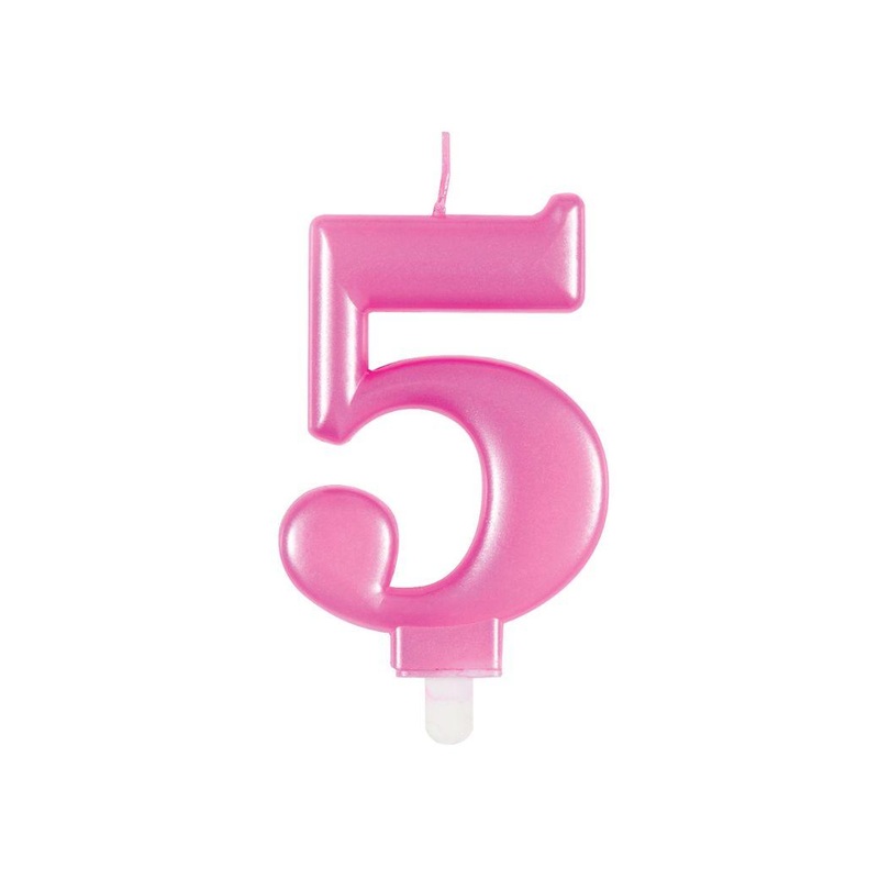 Metallic Pink Candle - Number 5