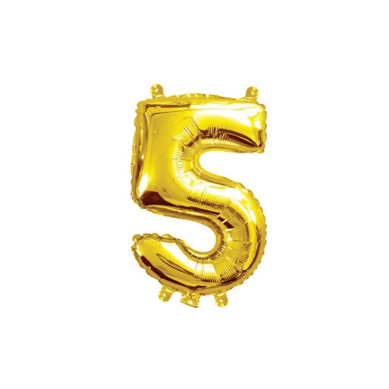 Mini Gold Foil Balloon - Number 5