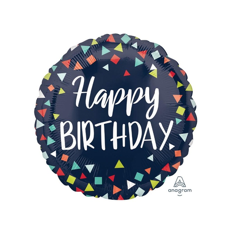 Navy Confetti Birthday Foil Balloon