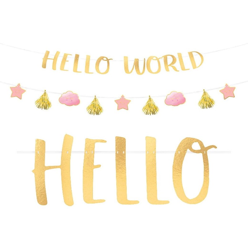 Oh Baby Girl Hello World Banner & Garland
