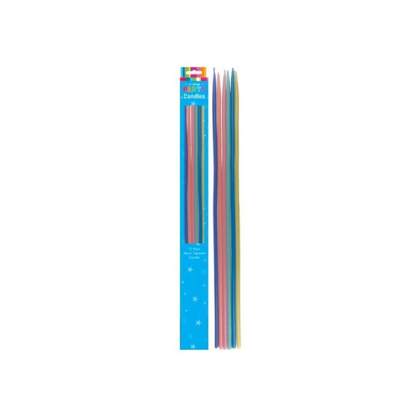 Tapered 38cm Tall Candles 12pk - Multi