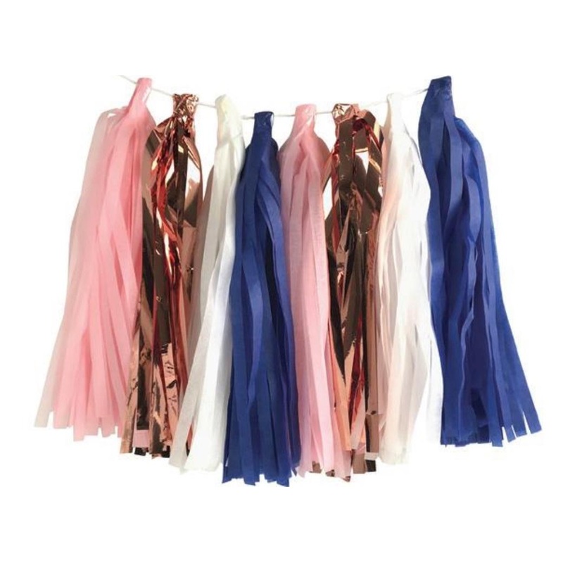 Tassel Party Garland - Navy & Rose Gold