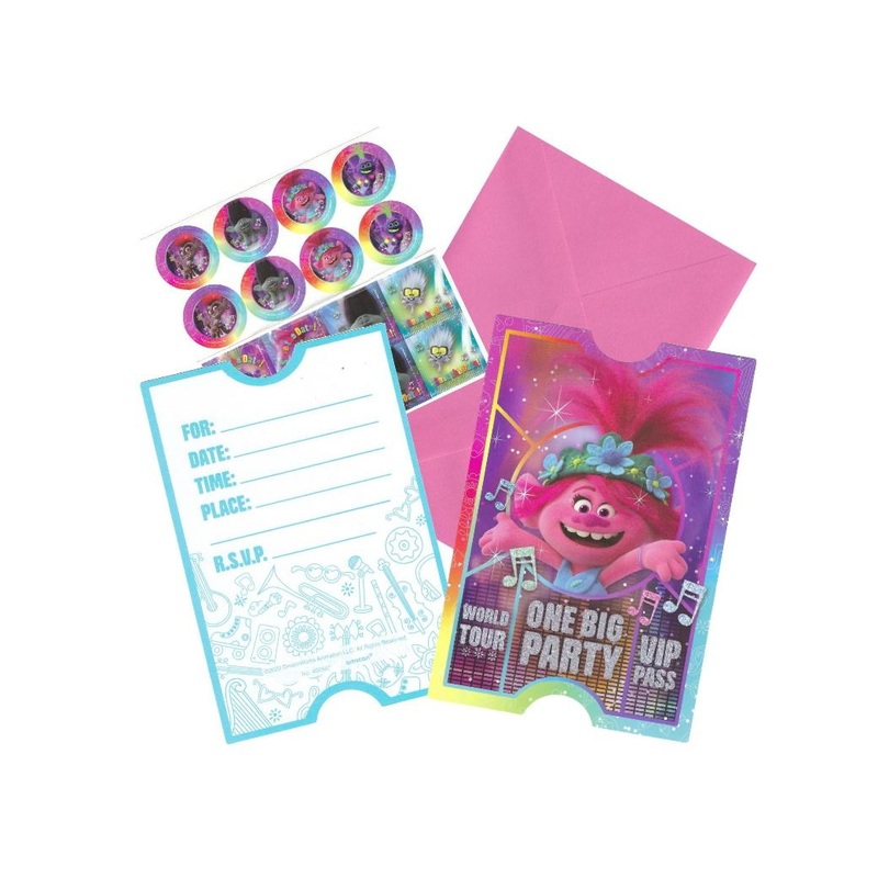 Trolls World Tour Invitations 8pk