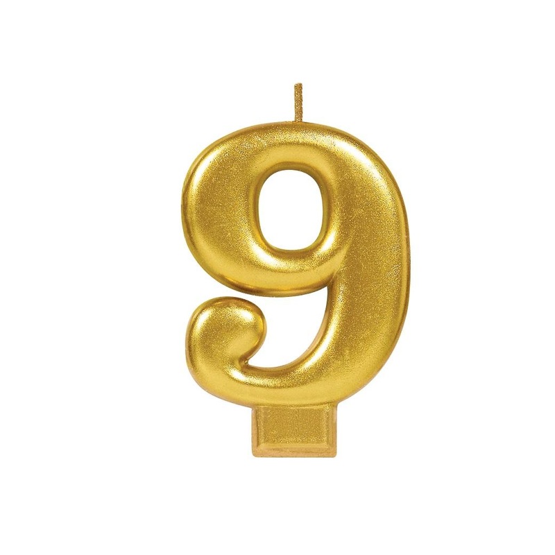 Metallic Gold Candle - Number 9