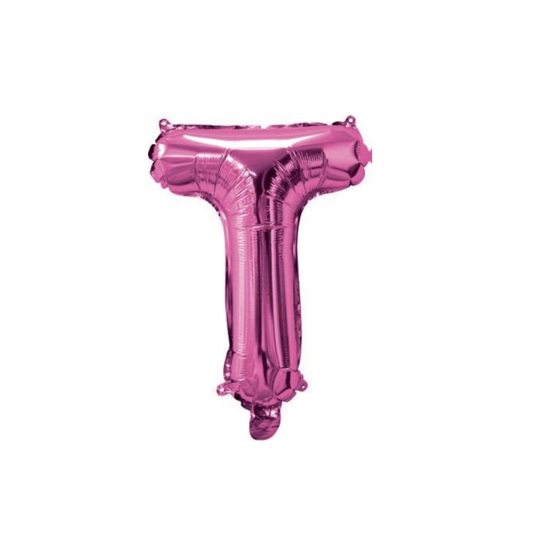 Mini Hot Pink Foil Balloon - Letter T