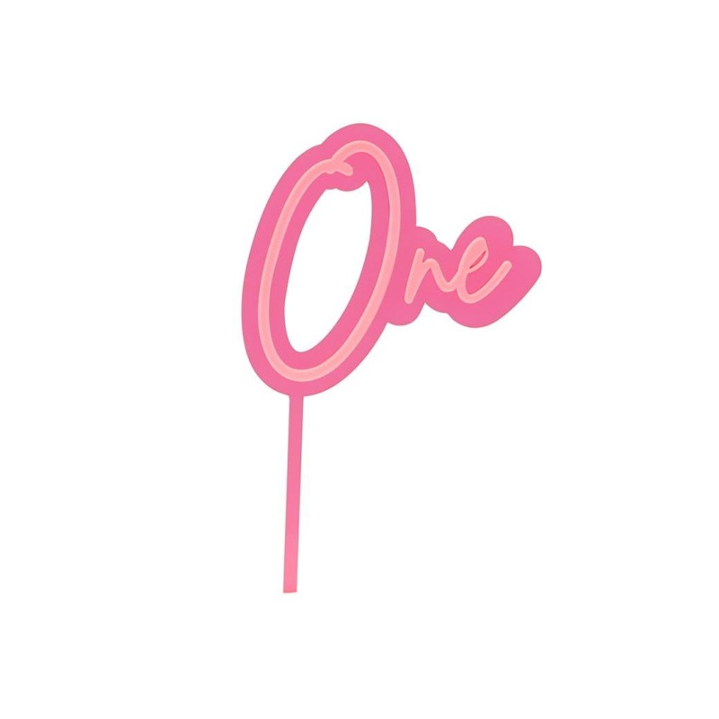 One Layered Cake Topper - Pink Opaque / Pink