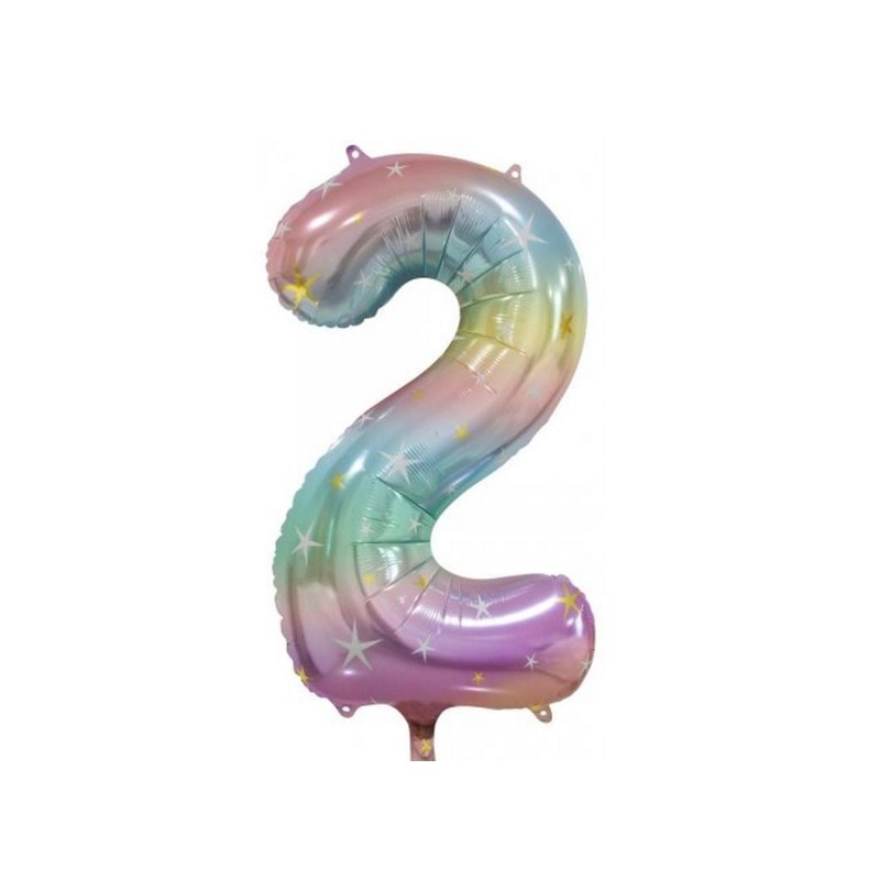 Pastel Rainbow Number 2 Foil Balloon