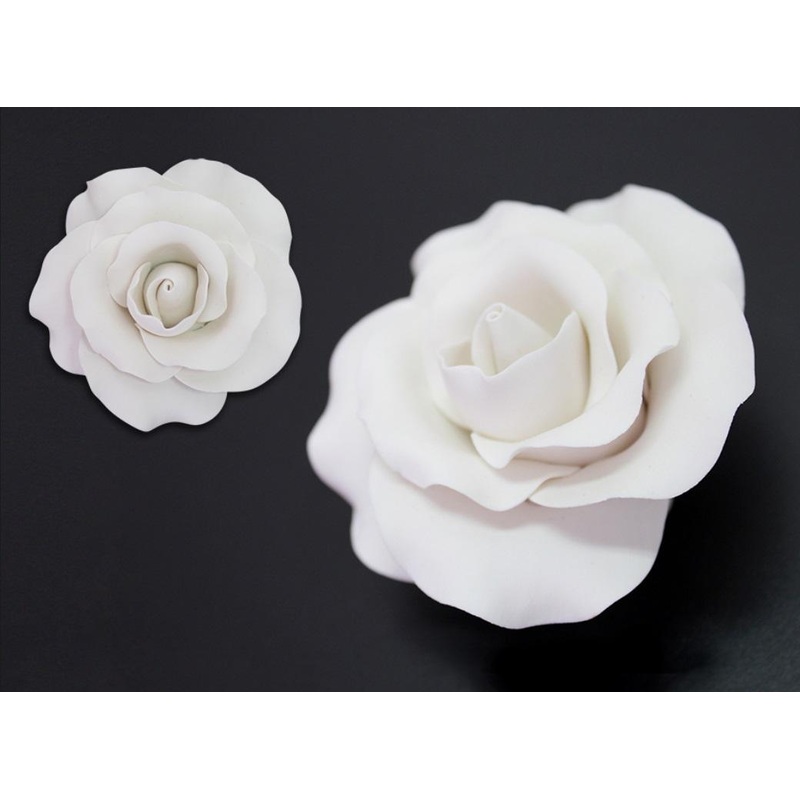 Single Gumpaste Rose Large - White