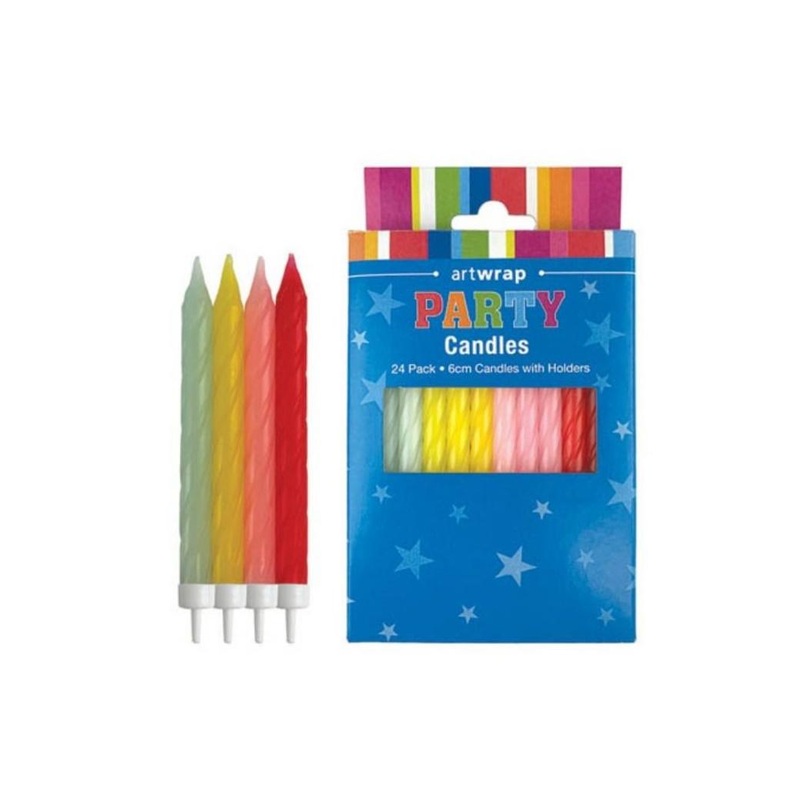 Spiral Candles 24pk - Pastel Rainbow