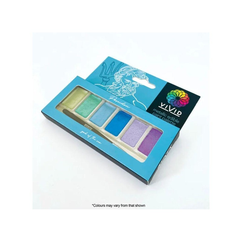 Vivid Metallic Edible Paint Palette - Poseidon