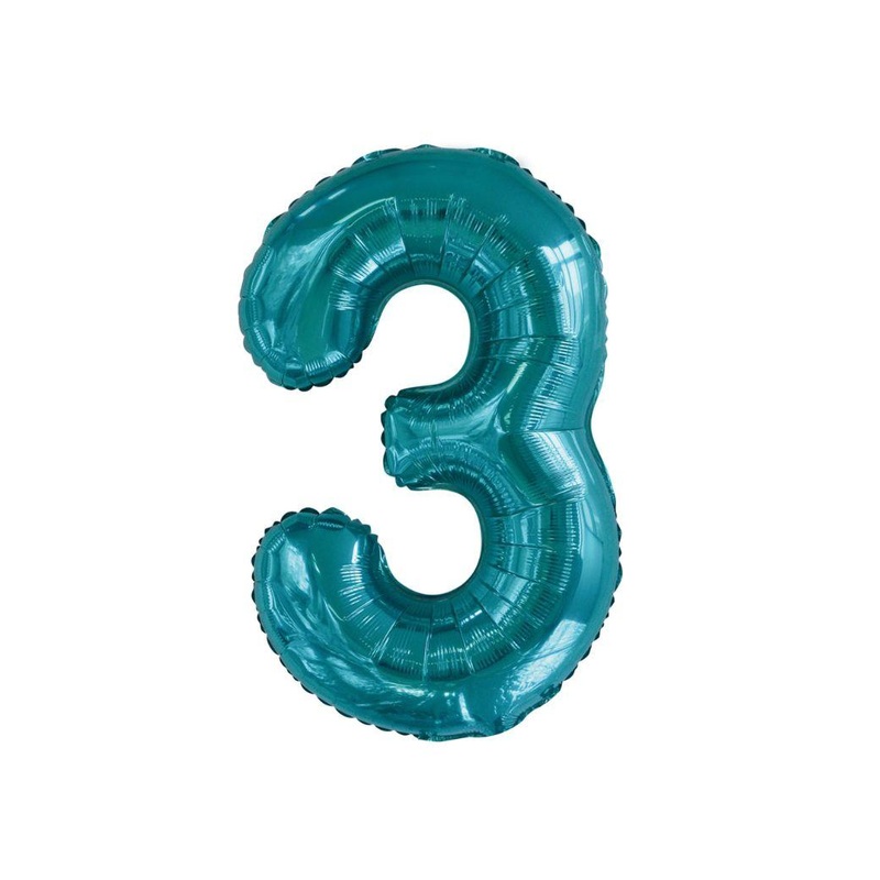 86cm Teal Number Balloon - 3