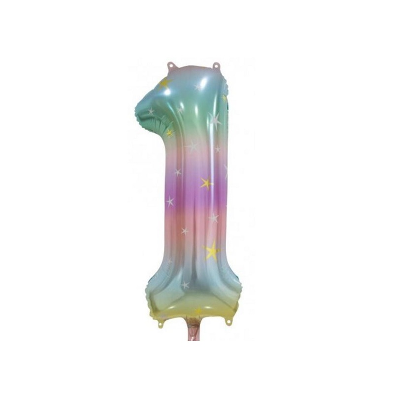 Pastel Rainbow Number 1 Foil Balloon