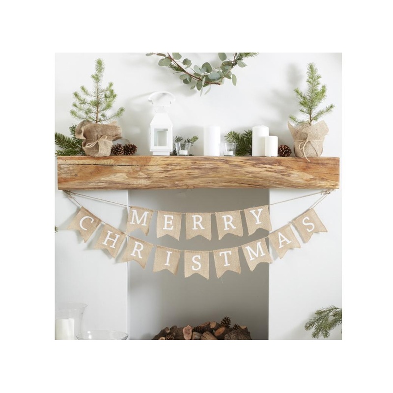 Rustic Merry Christmas Hessian Bunting