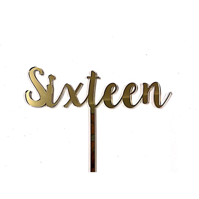 Sixteen Cake Topper - Gold Mirror
