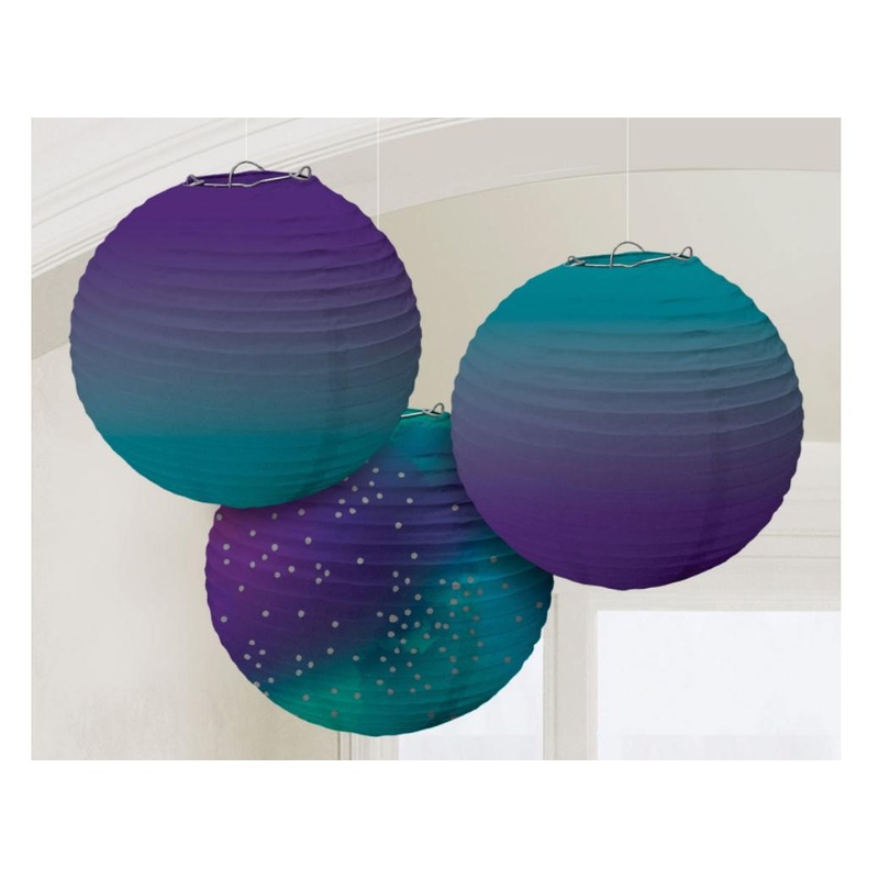 Sparkling Sapphire Paper Lanterns 3pk