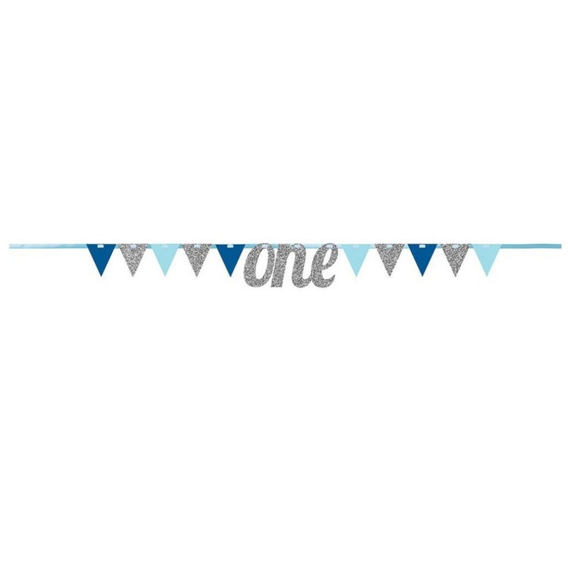 1st Birthday Glitter Banner - Blue