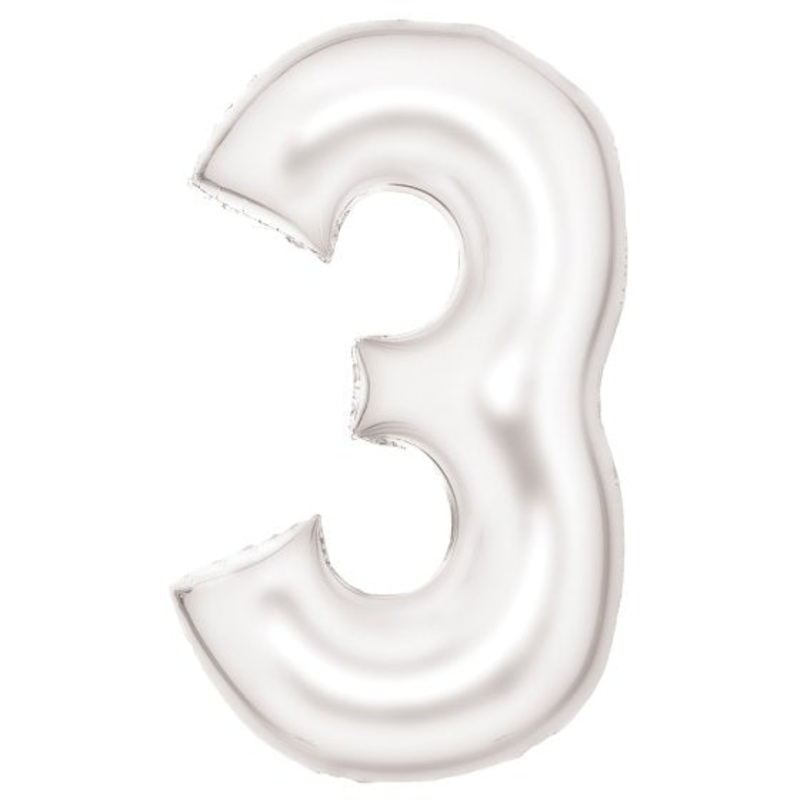 86cm Silk Lustre White Foil Balloon - 3