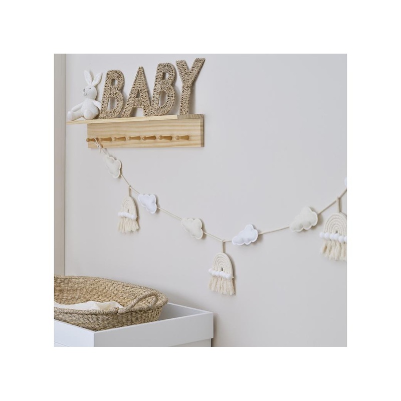 Hello Baby Macrame Rainbow & Clouds Bunting