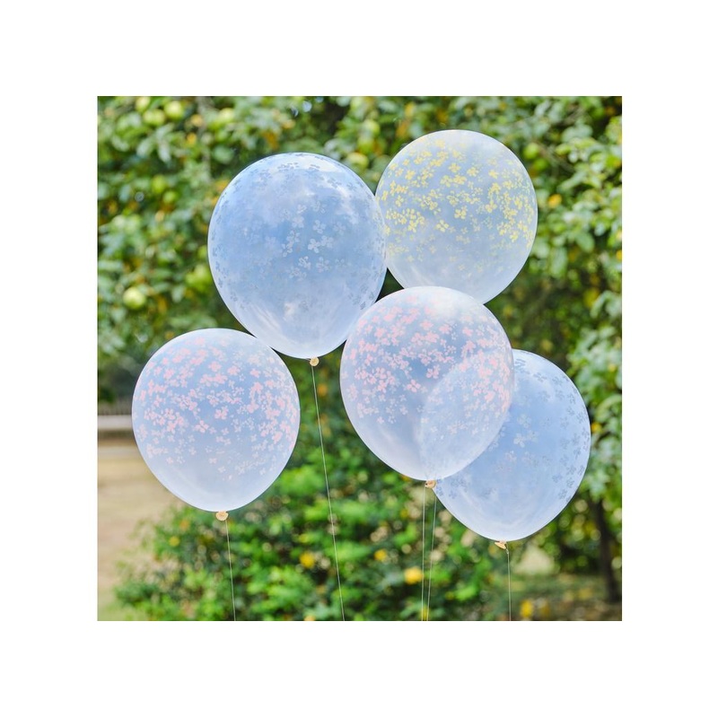 Hello Spring Flower Balloons 5pk
