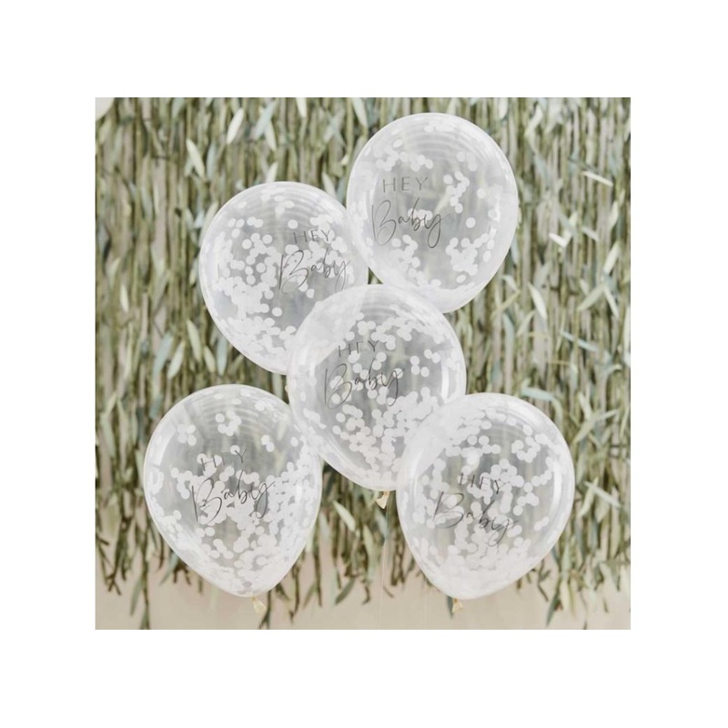 Hey Baby Confetti Balloons 5pk