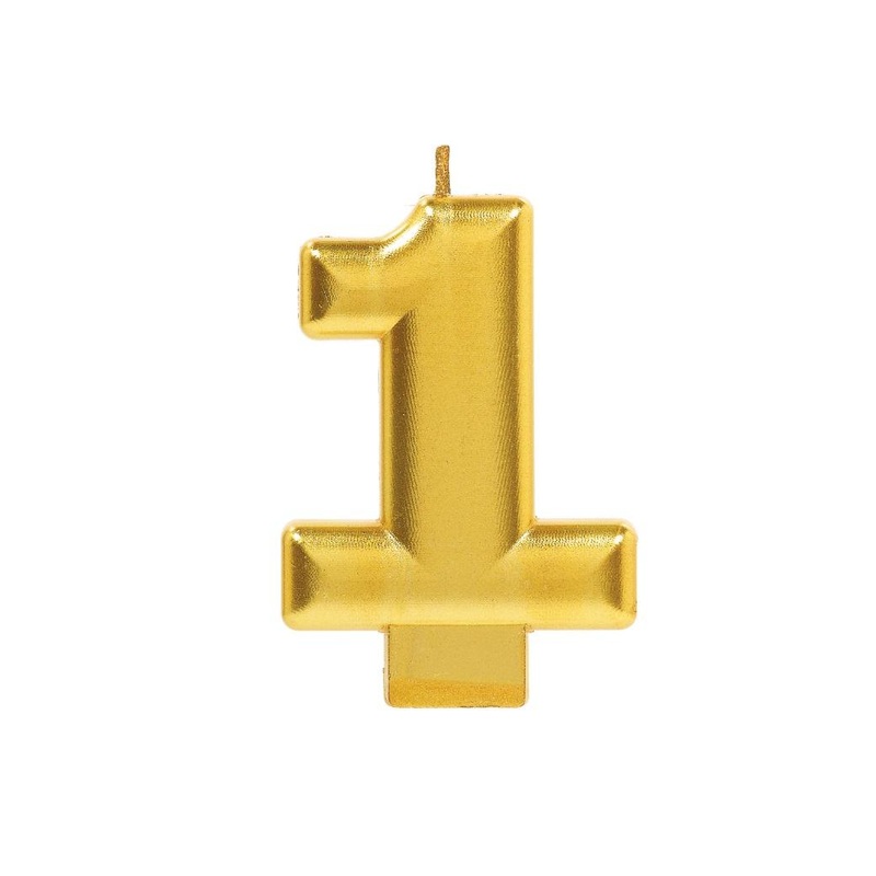 Metallic Gold Candle - Number 1