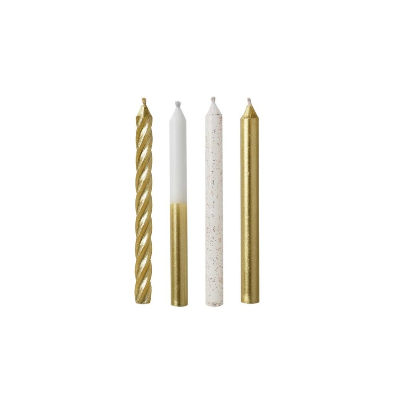 Metallic Mix Gold Candles 12pk