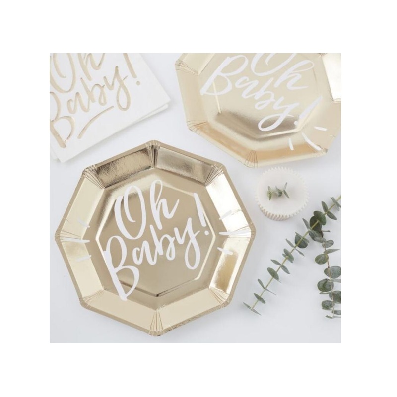 Oh Baby Gold Dinner Plates 8pk