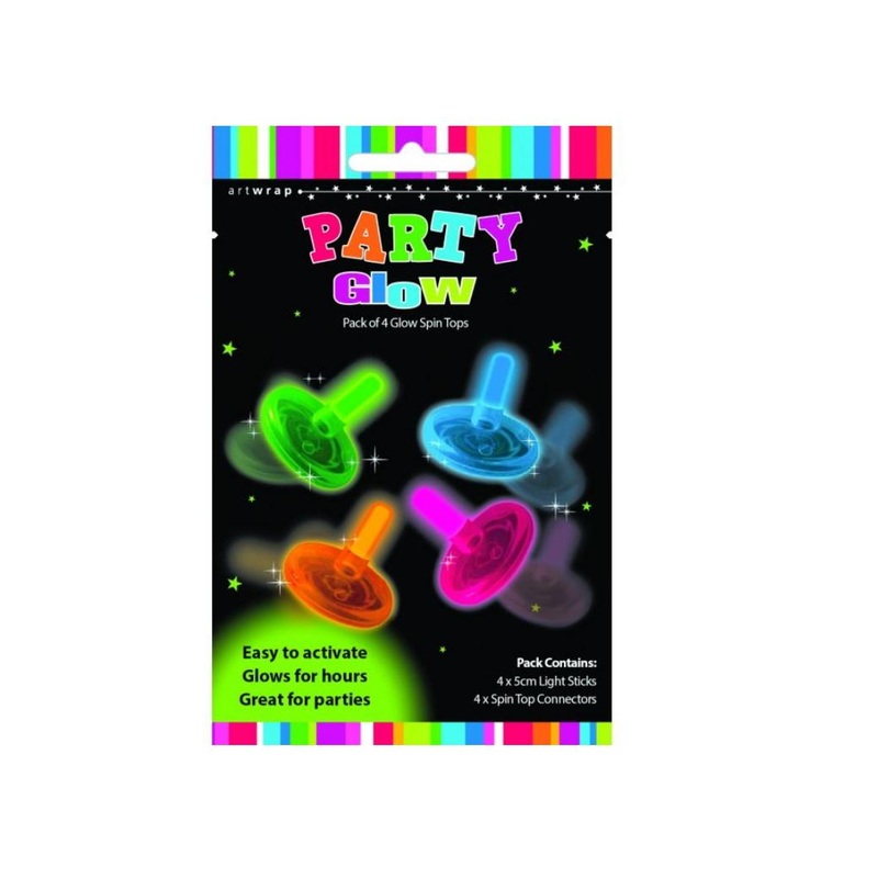 Party Glow Spinning Tops 4pk