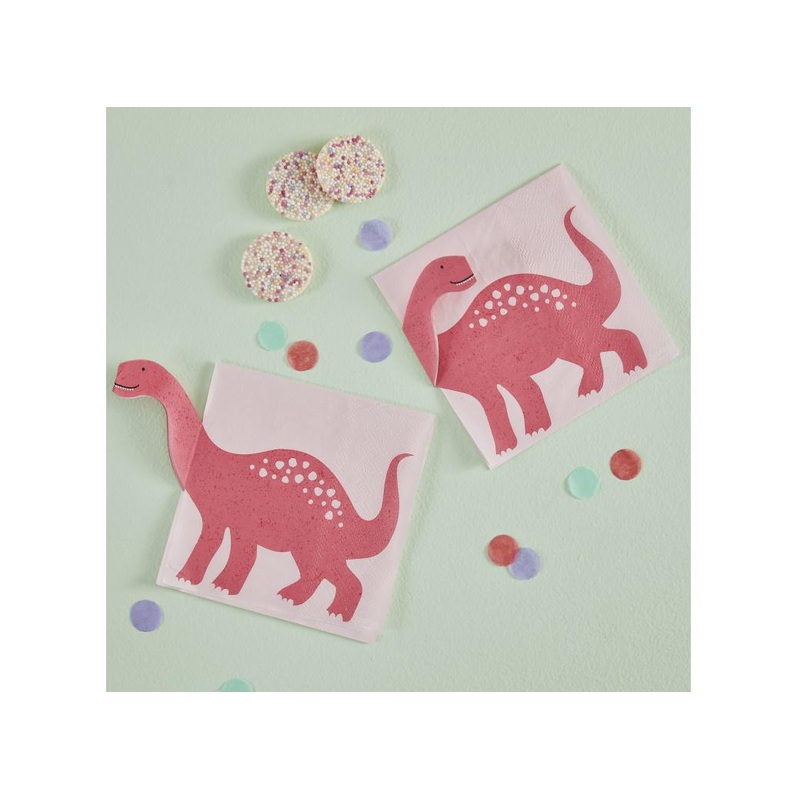 Pink Dinosaur Pop-Out Napkins 16pk