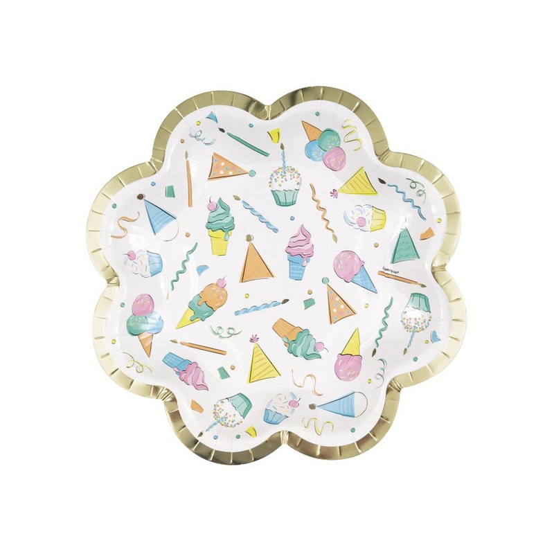 Rainbow Birthday Sweets Flower Shaped Plates 8pk