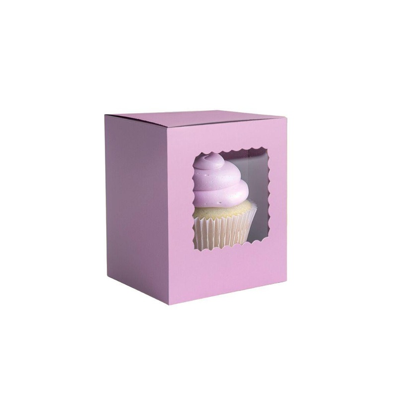 Scalloped Single Cupcake Box 6pk - Pastel Lilac