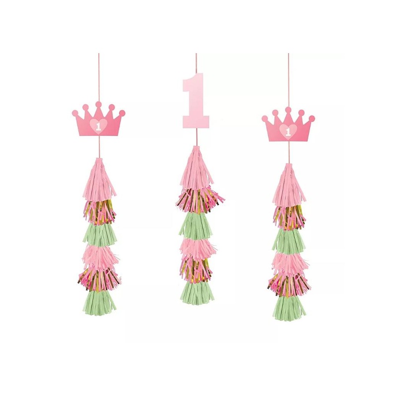 1st Birthday Pink Dangle Tassel Decorations