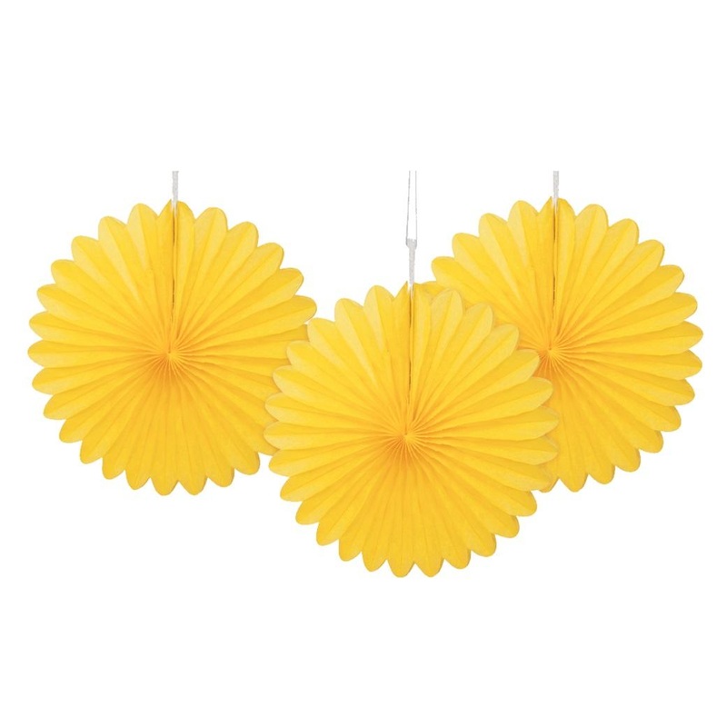 3 Pack Tissue Fans - Yellow