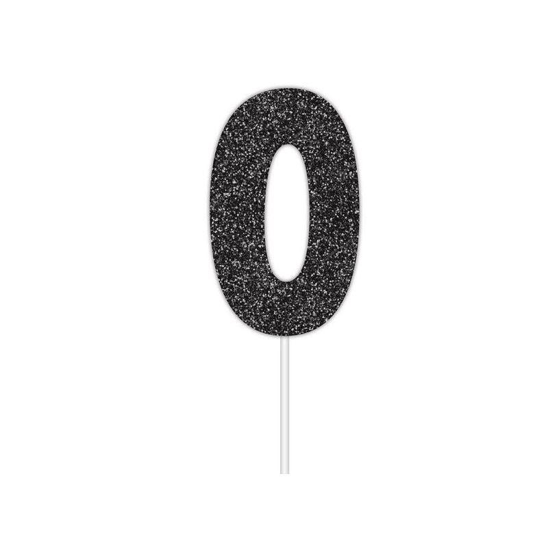 Black Glitter Cake Topper - No 0