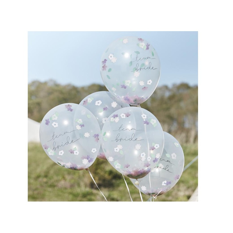 Boho Floral Team Bride Confetti Balloons 5pk