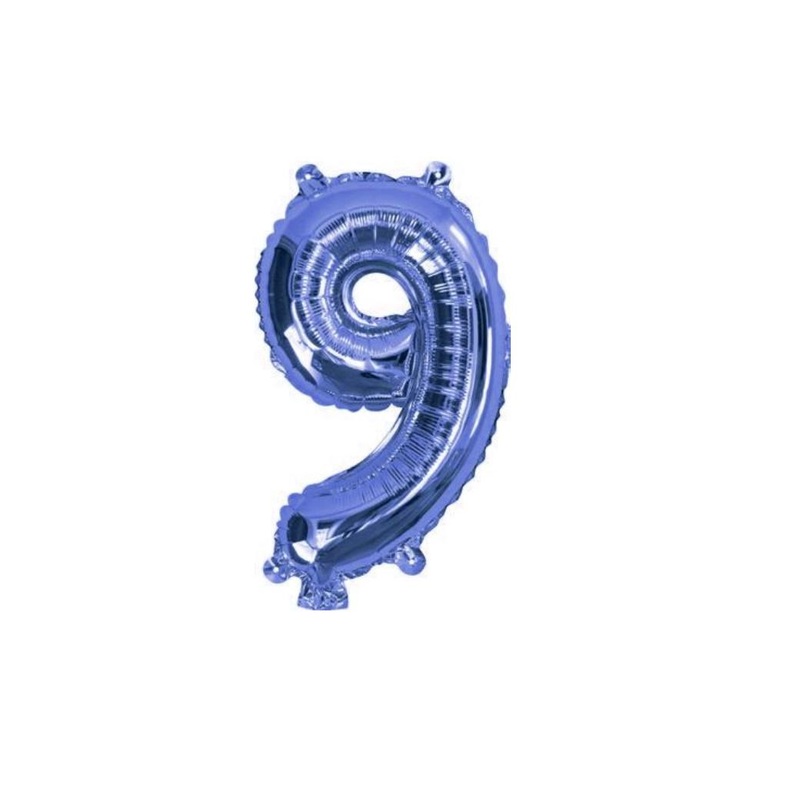 Mini Blue Foil Balloon - Number 9