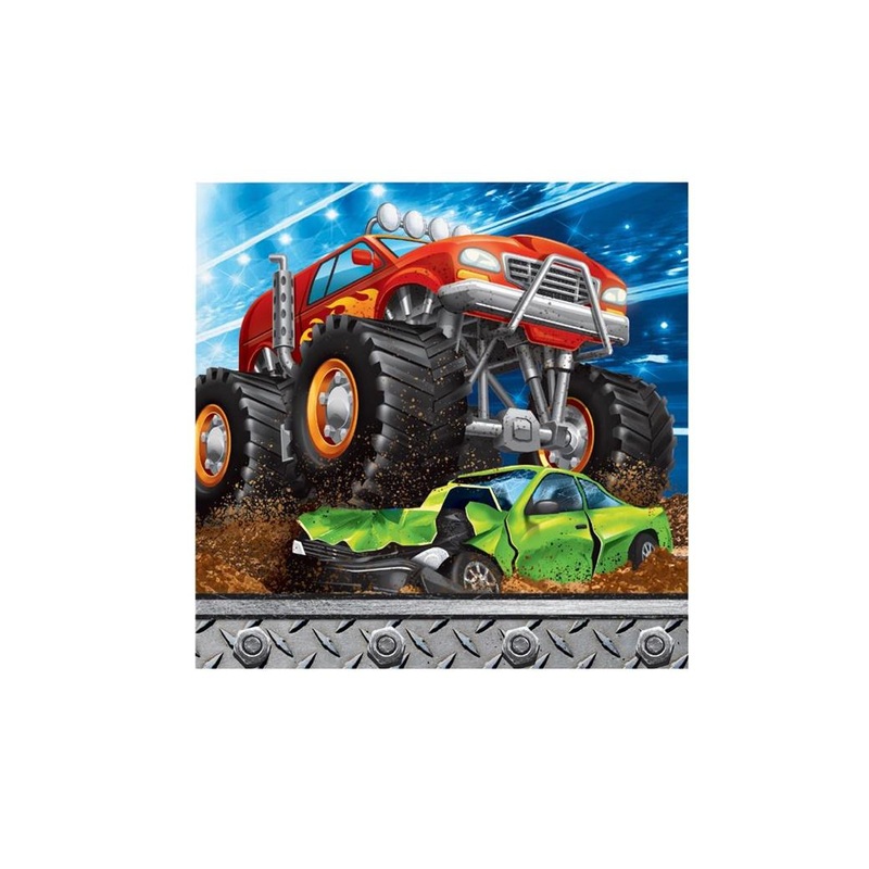 Monster Truck Beverage Napkins 16pk