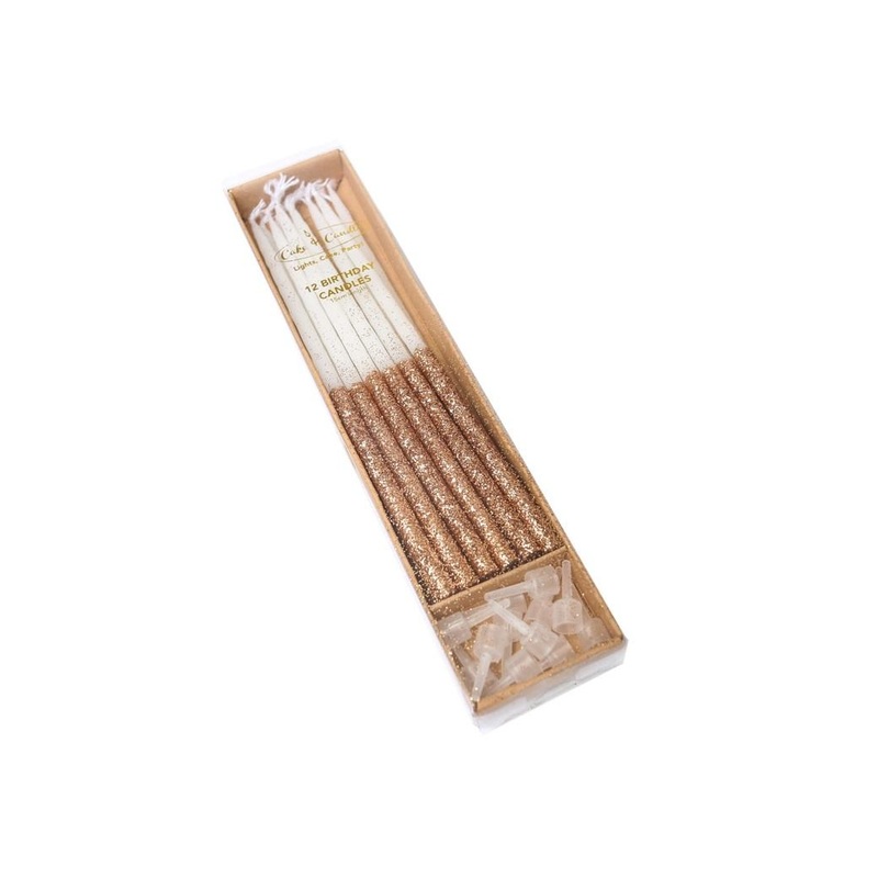 Rose Gold Glitter Dipped Candles 12pk